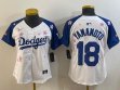 Youth 2025 Nike Los Angeles Dodgers #18 Yoshinobu Yamamoto white blue fashion majestic baseball jerseys Sakura plate 01