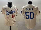 2025 Nike Los Angeles Dodgers #50 Mookie Betts beige fashion majestic baseball jerseys Sakura plate