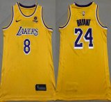 Youth Nike Los Angeless Lakers #24 and #8 Kobe Bryant Yellow basketball Jersey-XD