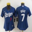 Women Nike Los Angeles Dodgers #7 Julio Urias blue majestic baseball jersey-BD