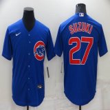 Nike Chicago Cubs #27 Suzuki blue majestic baseball jersey-BD