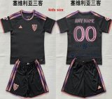 Custom 2026-2027 Seville club black kids soccer jerseys thrid away