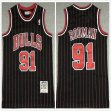 Chicago Bulls #91 Dennis Rodman black throwback red stripe NBA basketball Jersey-XD