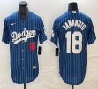 Nike Los Angeles Dodgers #18 Yoshinobu Yamamoto blue throwback majestic baseball jerseys