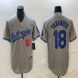 Nike Los Angeles Dodgers #18 Yoshinobu Yamamoto gray majestic baseball jerseys =