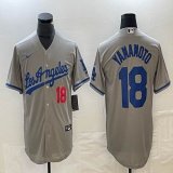 Nike Los Angeles Dodgers #18 Yoshinobu Yamamoto gray majestic baseball jerseys =