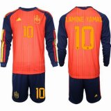 2026 Spain team #10 Lamine Yamal red navy long sleeve soccer jerseys home