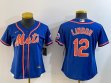 Women Nike New York Mets #12 Francisco Lindor blue majestic mlb jerseys-BD 01