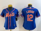 Women Nike New York Mets #12 Francisco Lindor blue majestic mlb jerseys-BD 01