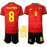 2026 World Cup Belgium team #8 TIELEMANS red black kid Soccer Jerseys home