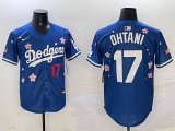 2025 Nike Los Angeles Dodgers #17 Shohei Ohtani blue fashion majestic baseball jerseys Sakura plate