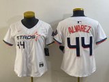 Women Houston Astros #44 Yordan Alvarez white majestic baseball jerseys Joint name 01