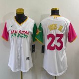 Women Nike San Diego Padres #23 Fernando Tatis Jr white red green majestic mlb Jerseys city version