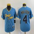 Youth Nike Milwaukee Brewers #4 Paul Molitor skyblue majestic baseball Jersey city version