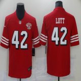 49ers #42 Ronnie Lott red nike Color Rush Limited Jersey 75 th-BD