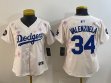 Women 2025 Nike Los Angeles Dodgers #34 Fernando Valenzuela beige fashion majestic baseball jerseys Sakura plate 01