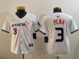 Youth Houston Astros #3 Jeremy Pena white nike majestic baseball jerseys Joint name -BD