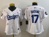 Youth 2025 Nike Los Angeles Dodgers #17 Shohei Ohtani white fashion majestic baseball jerseys Sakura plate 02