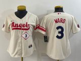 Women Nike Los Angeles Angels #3 Taylor Ward beige majestic baseball jerseys