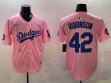 2025 Nike Los Angeles Dodgers #42 Jackie Robinson pink fashion majestic baseball jerseys Sakura plate 01