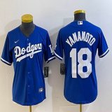Women Nike Los Angeles Dodgers #18 Yoshinobu Yamamoto blue majestic baseball jerseys