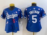 Youth 2025 Nike Los Angeles Dodgers #5 Freddie Freeman blue fashion majestic baseball jerseys Sakura plate