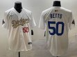 Los Angeles Dodgers #50 Mookie Betts white Nike majestic baseball Jersey-BD