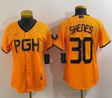 Women Nike Pittsburgh Pirates #30 Paul Skenes yellow majestic baseball jerseys city version 03