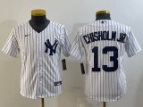 Youth Nike New York Yankees #13 Jazz Chisholm Jr. white majestic baseball Jersey-BD 01
