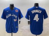 Nike Toronto Blue Jays #4 Issued Springer blue Majestic baseball jerseys-BD 02
