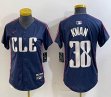Women Nike Cleveland Indians #38 Kwan blue majestic baseball jersey -BD