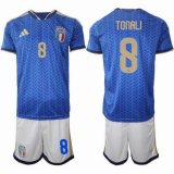 2026 World Cup Italy Team #8 Tonali blue white soccer jerseys home
