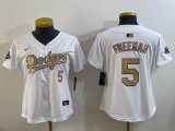 Youth 2025 Nike Dodgers #5 Freddie Freeman white gold fashion majestic baseball jerseys