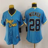 Youth Nike Milwaukee Brewers #28 Wiemer skyblue majestic baseball Jersey city version