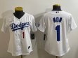 Women Nike Los Angeles Dodgers #1 Mon white majestic baseball jersey