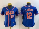 Women Nike New York Mets #12 Francisco Lindor blue majestic mlb jerseys-BD