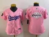 Youth 2025 Nike Los Angeles Dodgers blank pink fashion majestic baseball jerseys Sakura plate 04
