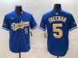 Los Angeles Dodgers #5 Freddie Freeman blue gold fashion baseball Jerseys-BD