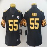 Women Nike Pittsburgh Steelers #55 Devin Bush black gold Color Rush Limited Jersey