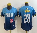 Women Nike Philadelphia Phillies #28 Bohm skyblue majestaic baseball jersey city version-BD 02
