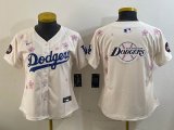 Youth 2025 Nike Los Angeles Dodgers beige majestic baseball jerseys Sakura plate 04