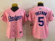 Youth 2025 Nike Los Angeles Dodgers #5 Freddie Freeman pink fashion majestic baseball jerseys Sakura plate 01