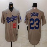 Nike Los Angeles Dodgers #23 Kirk Gibson gray majestic baseball jerseys 05
