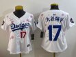 Women 2025 Nike Los Angeles Dodgers #17 Shohei Ohtani white fashion majestic baseball jerseys Sakura plate 02