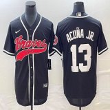 Nike Atlanta Braves #13 Ronald Acuna Jr. black MLB Baseball jerseys Joint name-BD 02