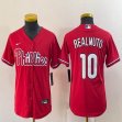 Youth Nike Philadelphia Phillies #10 J.T. Realmuto red majestic baseball jersey-BD