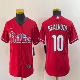 Youth Nike Philadelphia Phillies #10 J.T. Realmuto red majestic baseball jersey-BD