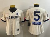 Women Nike Dodgers #5 Freddie Freeman beige fashion majestic baseball jerseys