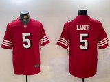 Nike San Francisco 49ers #5 Trey Lance red throwback color Rush Limited Jersey