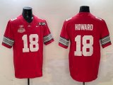 Ohio State Buckeyes #18 Will Howard red college football jerseys with 2025 championship patch